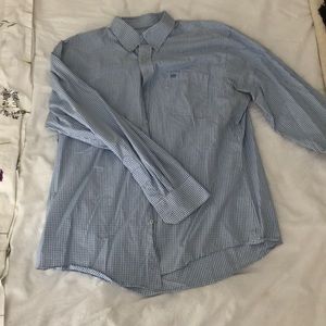 white and blue gingham mens southern tide button down size large